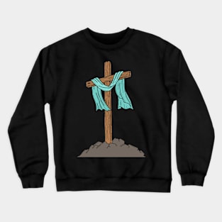 Wooden cross on a hill Crewneck Sweatshirt